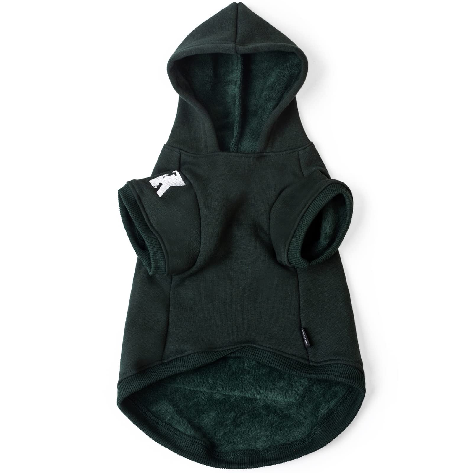 Koneseve dog hoodie green back view highlighting full coverage