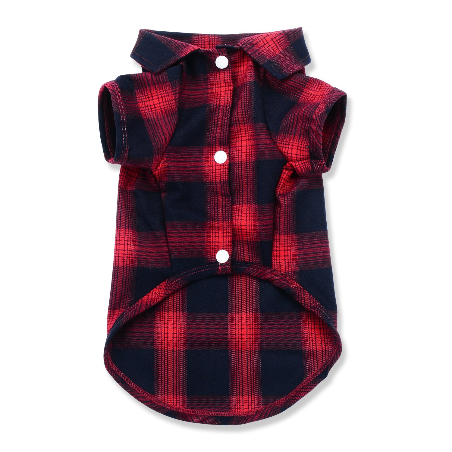 Koneseve dog shirt plaid pattern with easy snap closures for quick dressing.