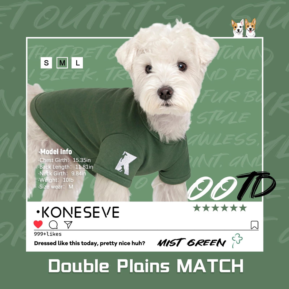 Koneseve dog shirts mist-green two-pack front view highlighting breathable cotton for year-round comfort