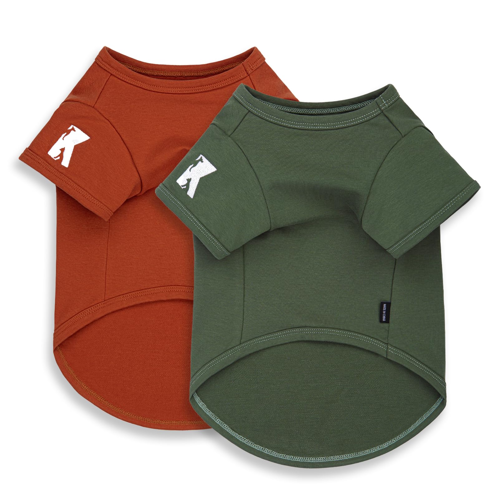 Koneseve dog shirts rust two-pack front view showing comfortable daily wear for small dogs
