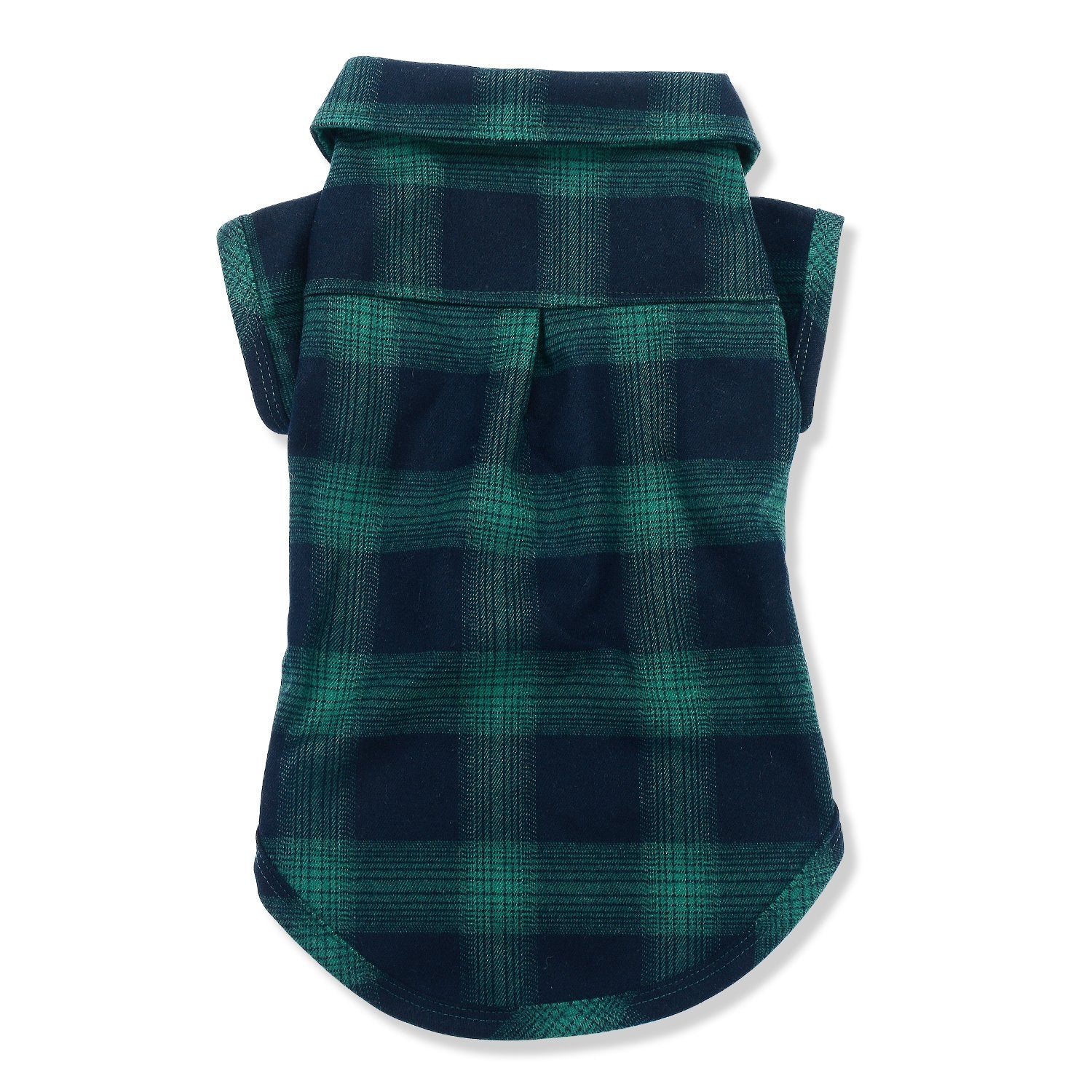 Koneseve plaid shirt green, back view on pet, comfortable fit for everyday wear.