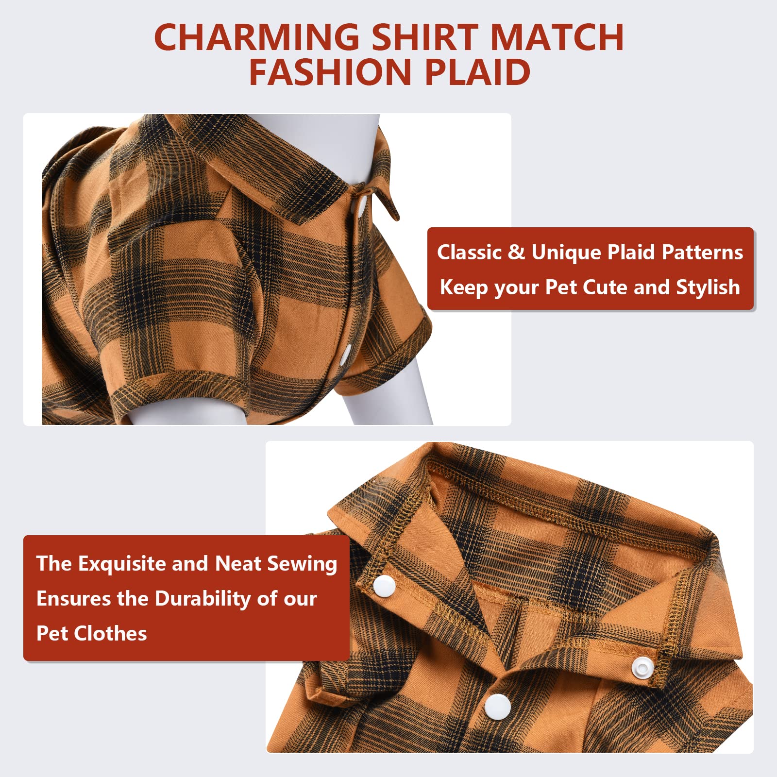 Koneseve puppy outfit plaid wear highlights machine washable fabric for busy pet owners