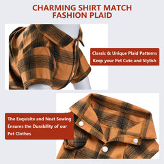 Koneseve yellow plaid dog shirt snaps closeup highlights secure closures for daily wear