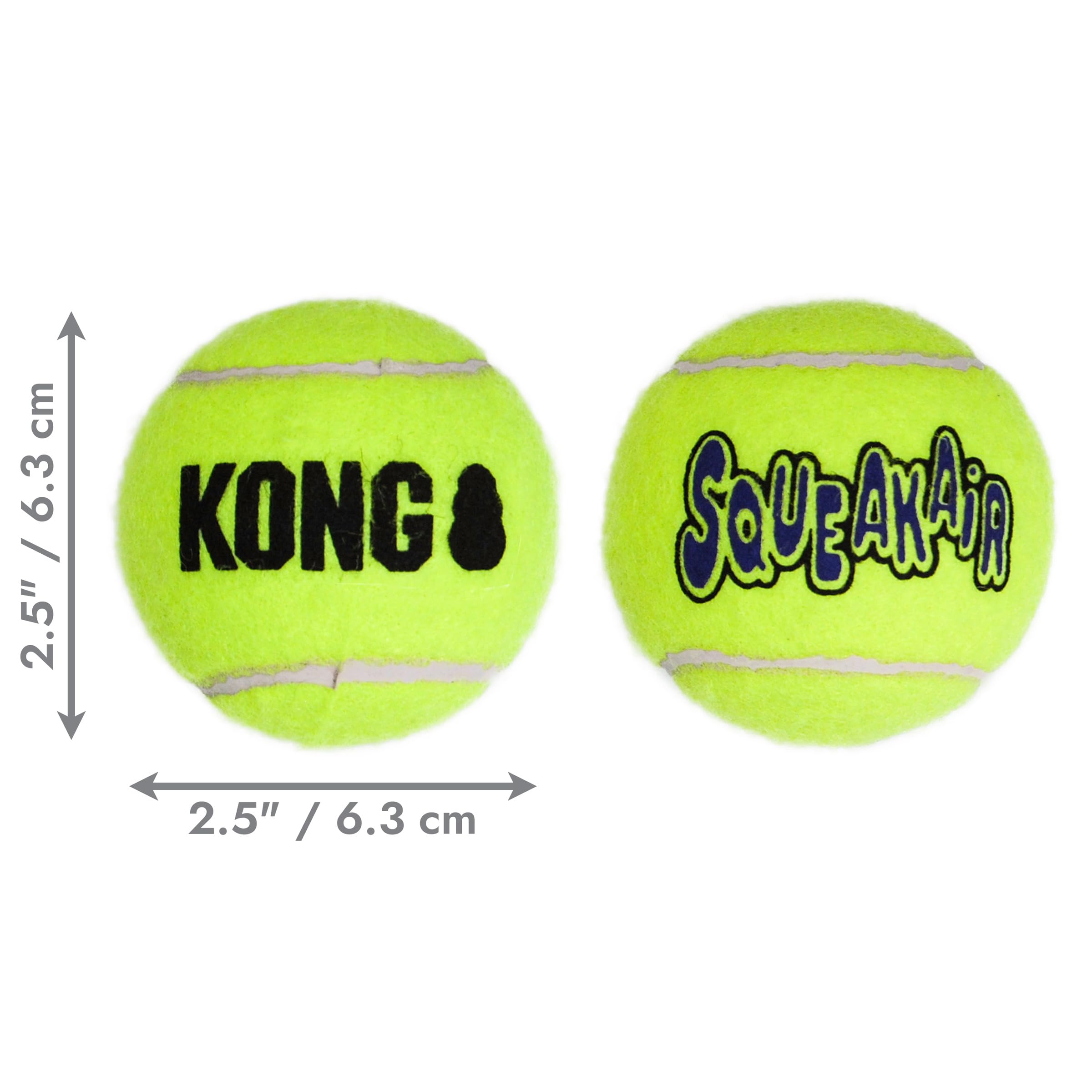 KONG Air Dog SqueakAir ball action shot shows gentle-on-teeth felt.