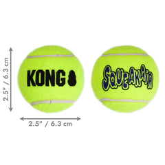 KONG Air Dog SqueakAir ball action shot shows gentle-on-teeth felt.