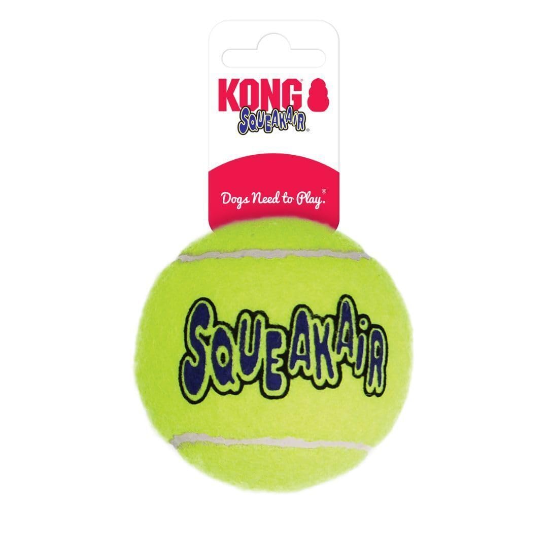 KONG AirDog Squeakair XL tennis ball front view for fetch-ready design.