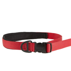 KONG leash with attachment ring demonstrates secure accessory storage on walks.