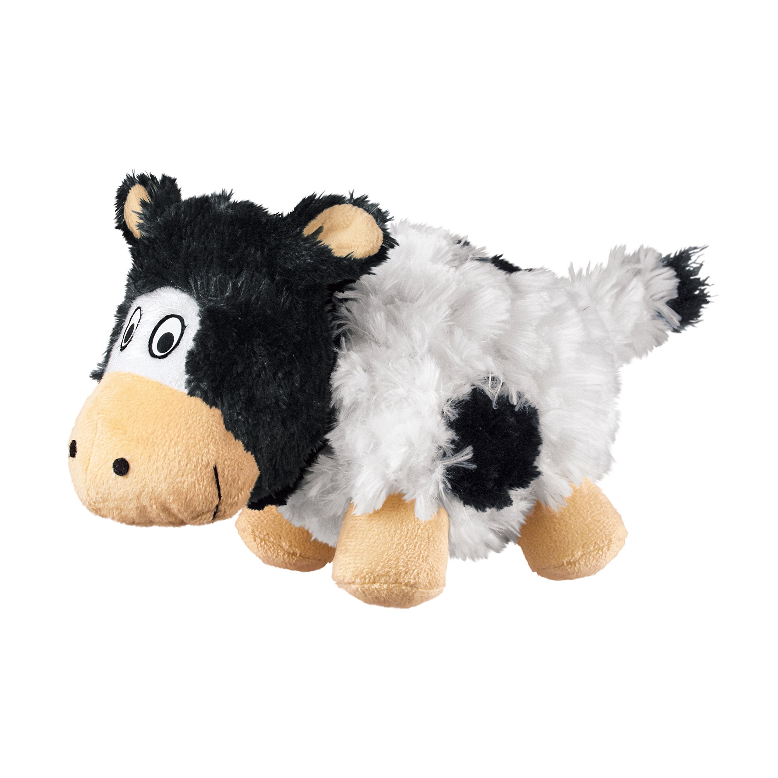 KONG Barnyard Cruncheez Cow soft plush toy for cuddly play.