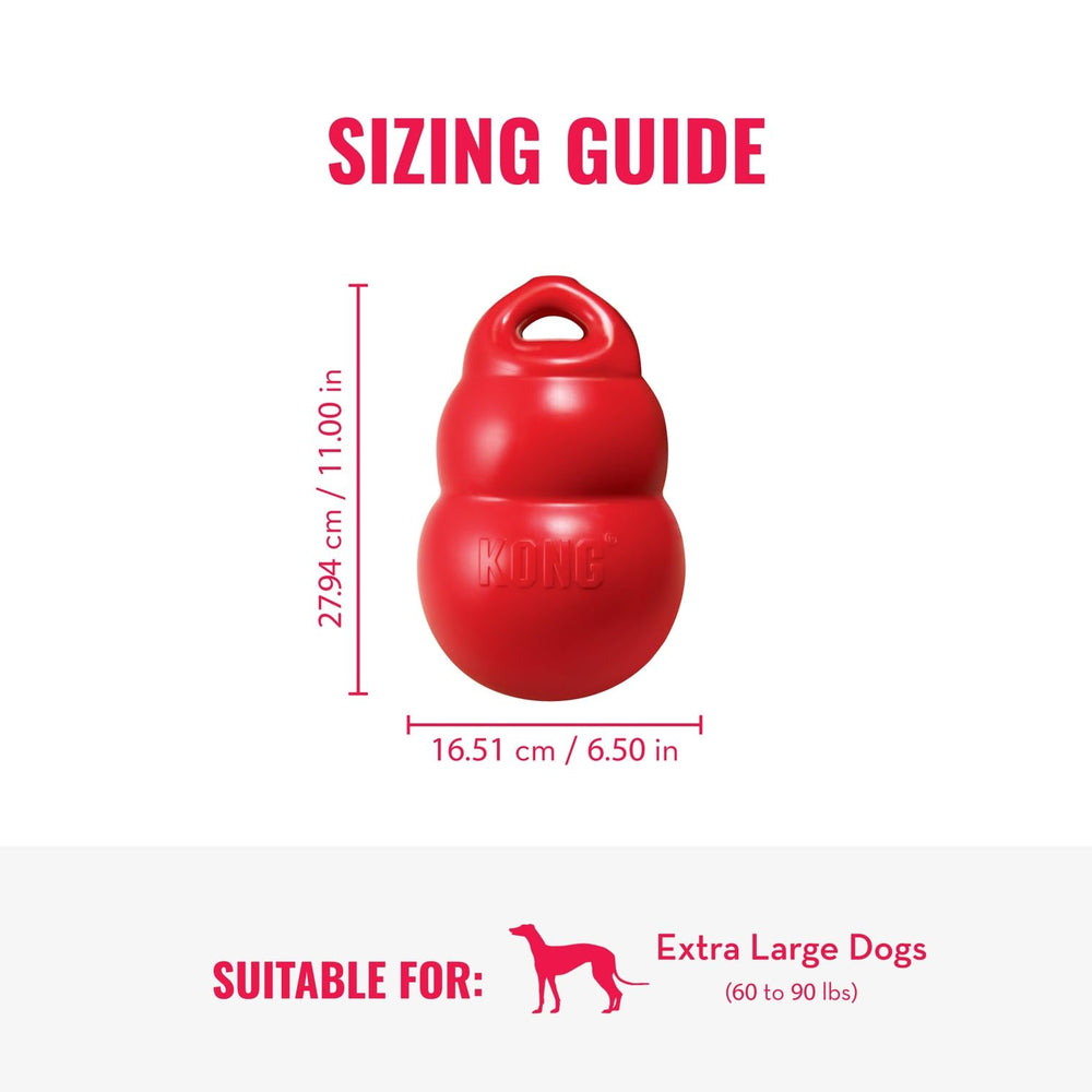 KONG Bounzer XL features a top handle for tossing and tug games
