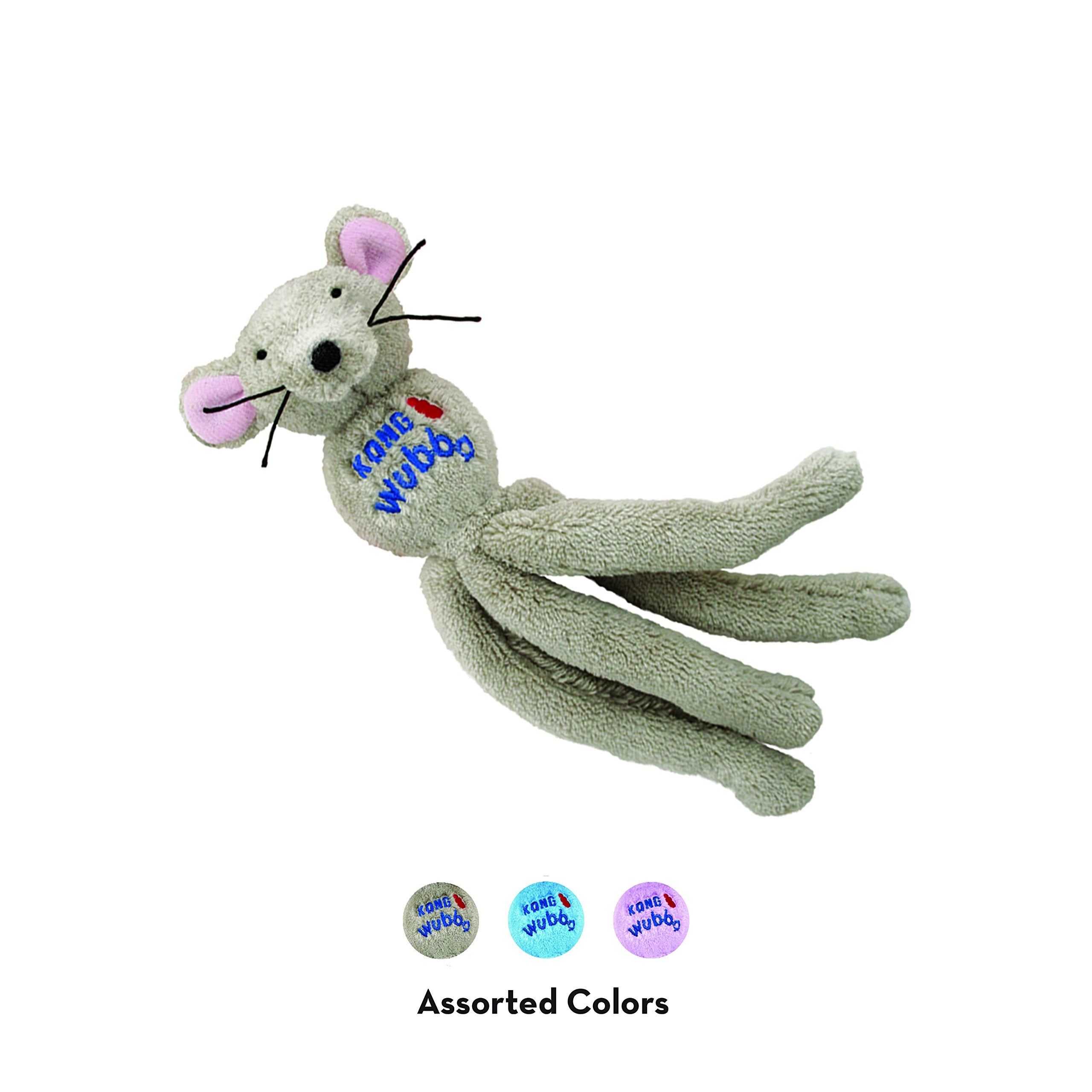 KONG Cat Wubba Mouse rattle-closeup shows engaging sensory feedback for chase.