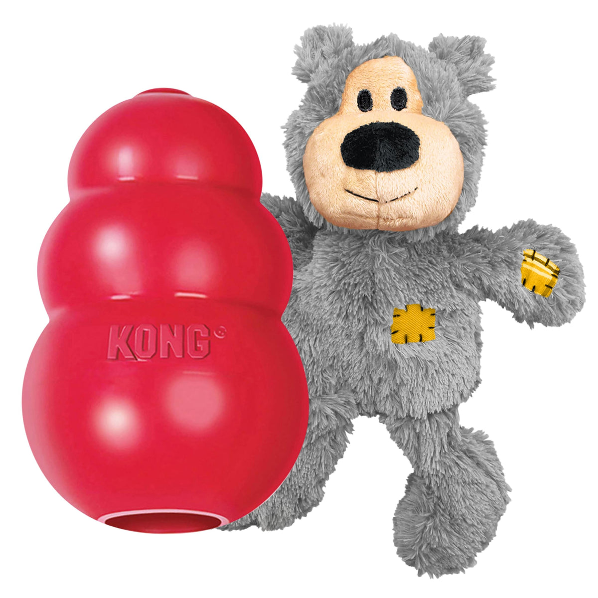 KONG Classic red rubber toy for durable chewing and fetch.
