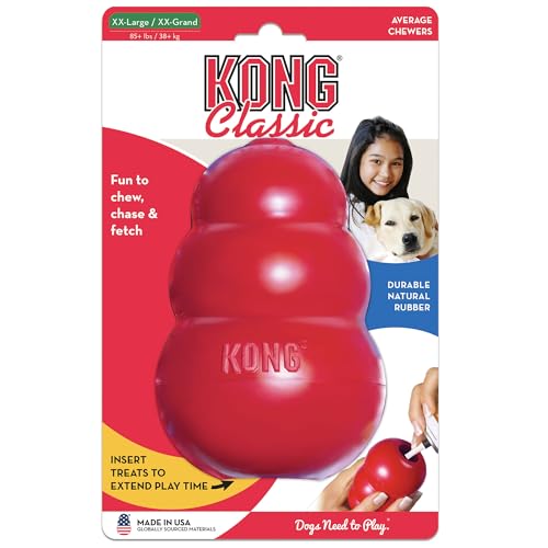 KONG Classic XX-Large playtime with stuffing and interactive challenges.
