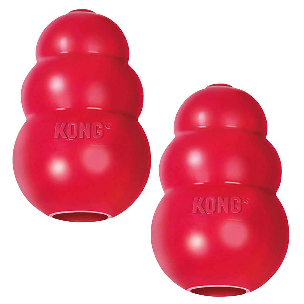 KONG Classic Stuffable Toy close-up shows durable red rubber for long-lasting chewing.