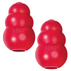 KONG Classic Stuffable Toy close-up shows durable red rubber for long-lasting chewing.
