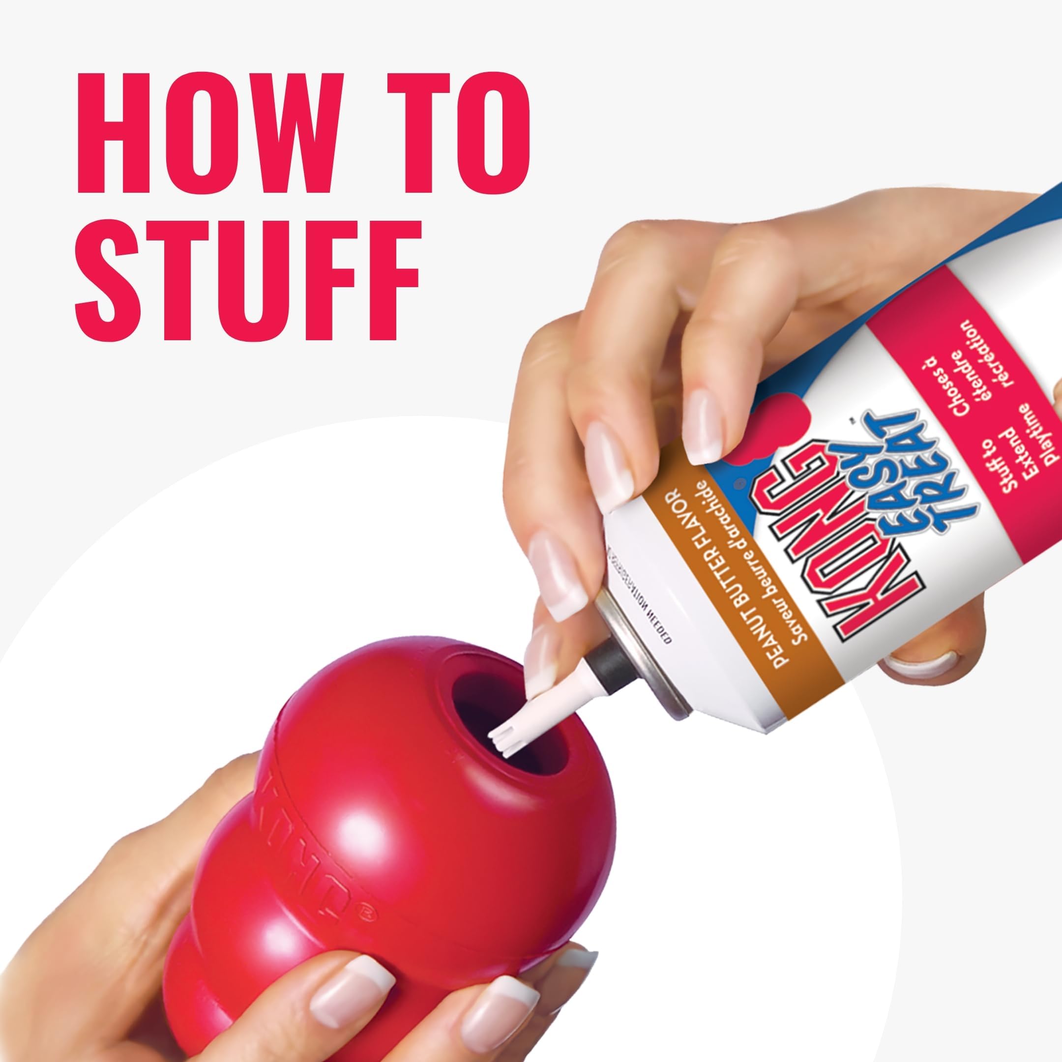 KONG Classic stuffed with peanut butter demonstrates treat-filling capability