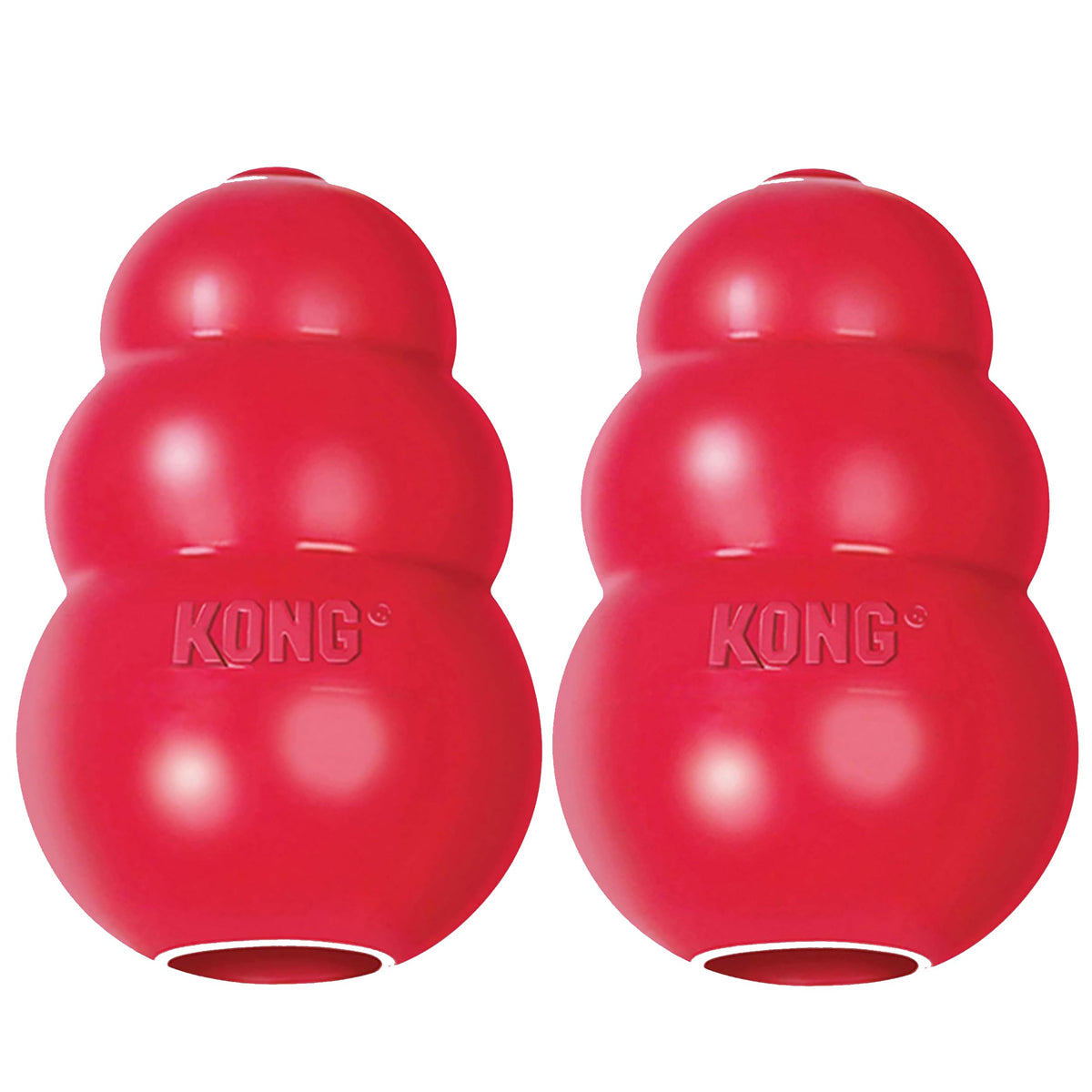 KONG Classic toy front view shows durable red rubber for tough chewers