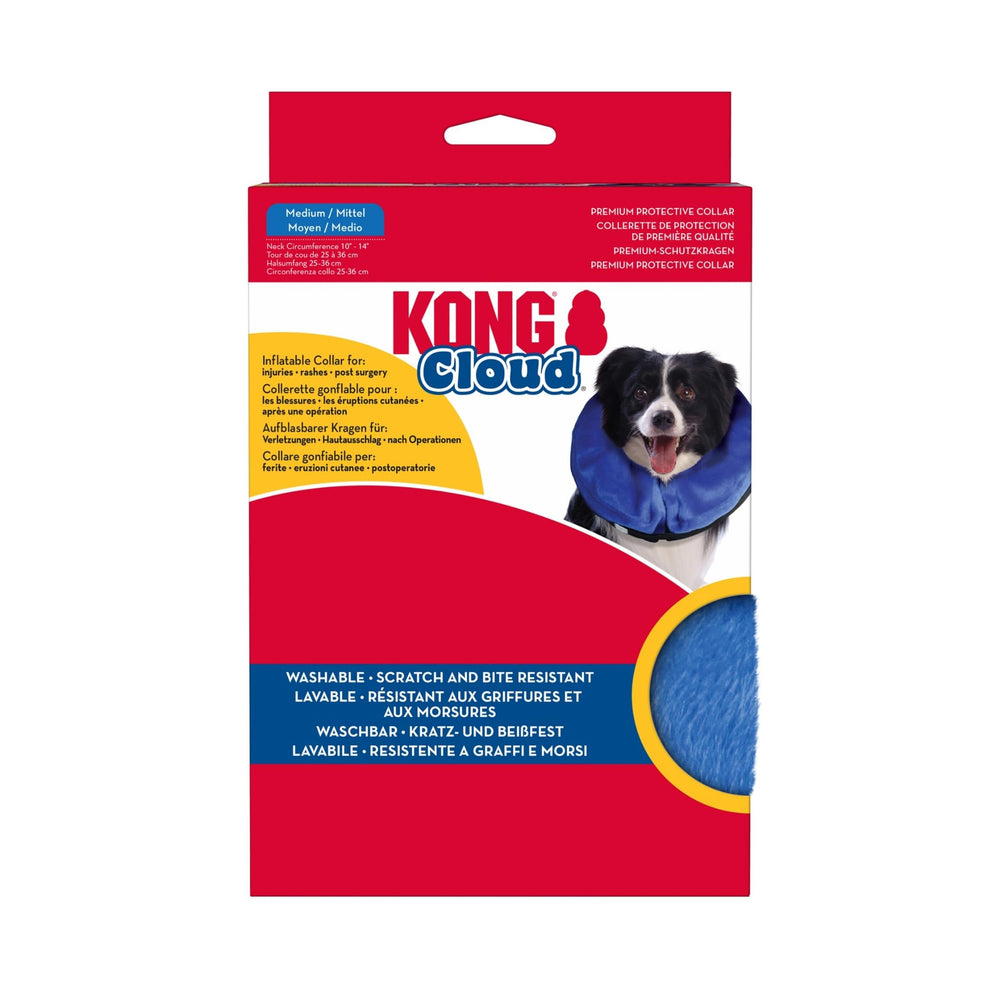KONG Cloud Collar enables eating and drinking without removal.