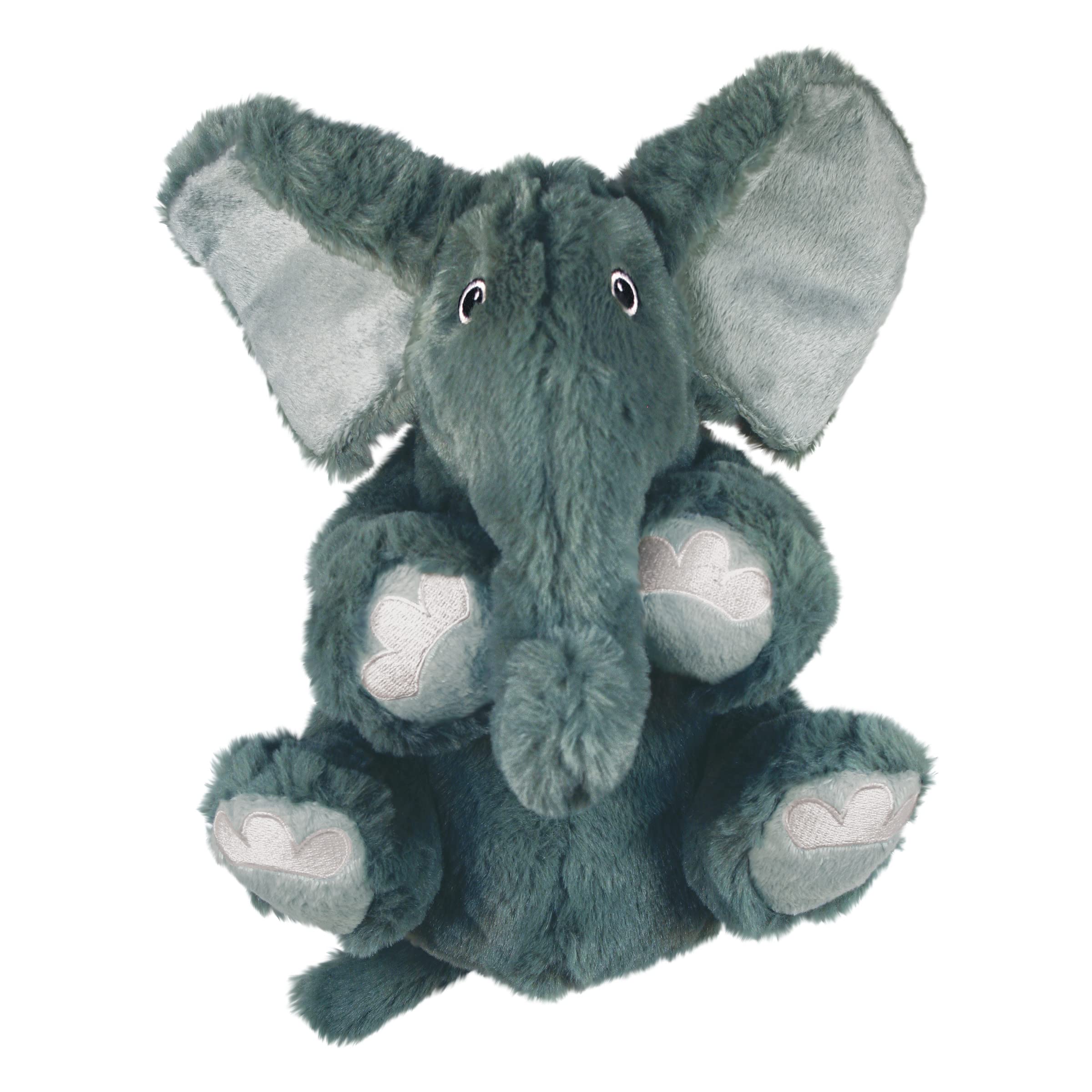 KONG Comfort Kiddos Elephant close-up with removable squeaker demonstrates quiet-time removal