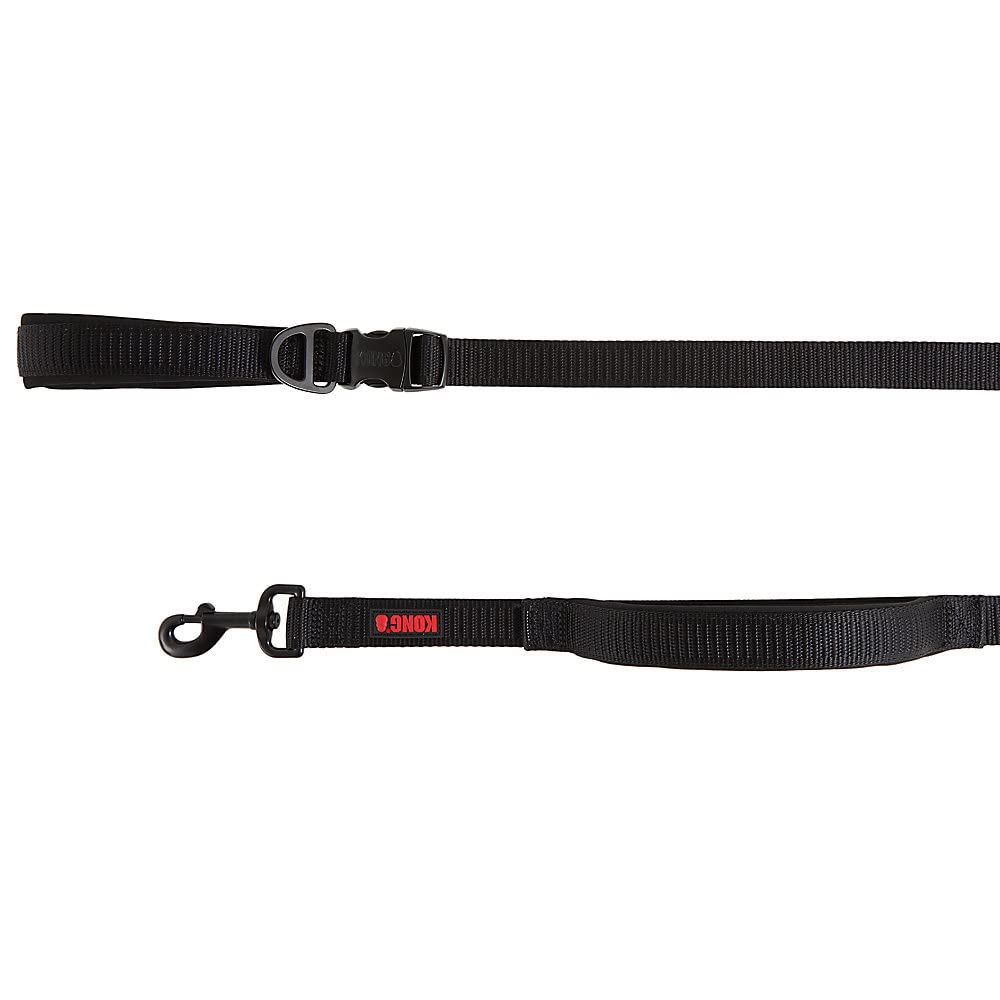 KONG Comfort Traffic Leash 6ft black with padded grip for secure, comfortable walks.