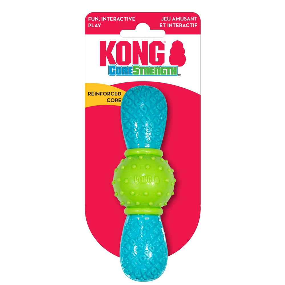 KONG CoreStrength Bow Tie Bone in-use action shot supports interactive play