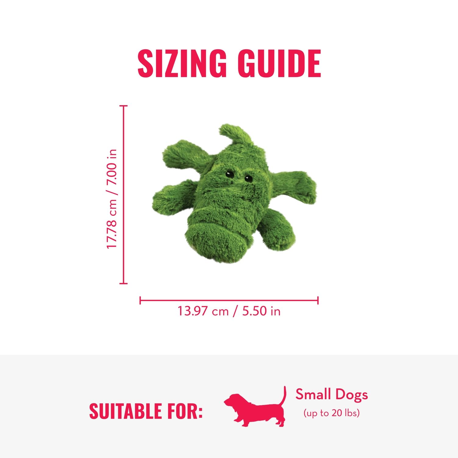 KONG Cozie Ali Alligator plush texture ideal for cozy indoor cuddles.