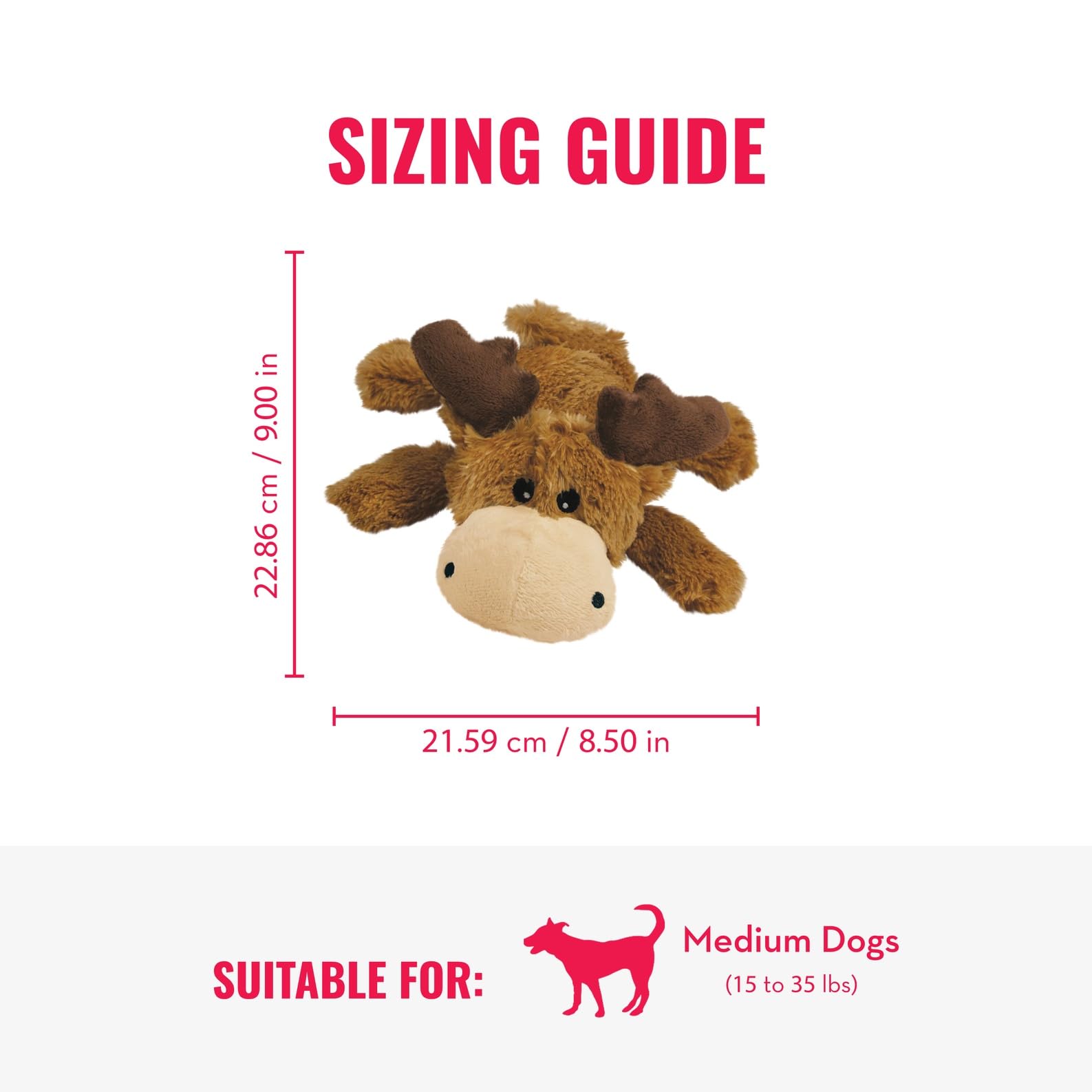 KONG Cozie Marvin Moose squeaker closeup enhances interactive fetch and snuggle sessions.