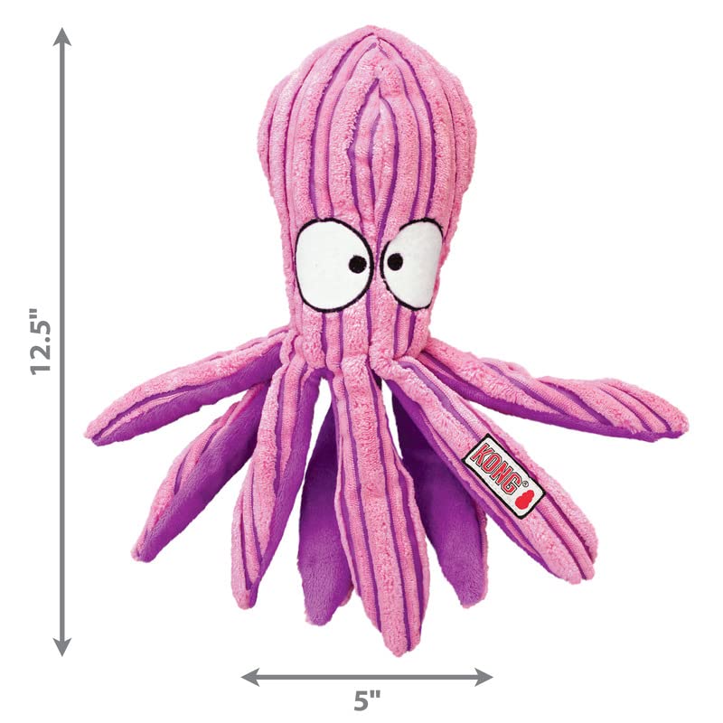 KONG CuteSeas Octopus Large crinkle sound enhances chewing sessions.