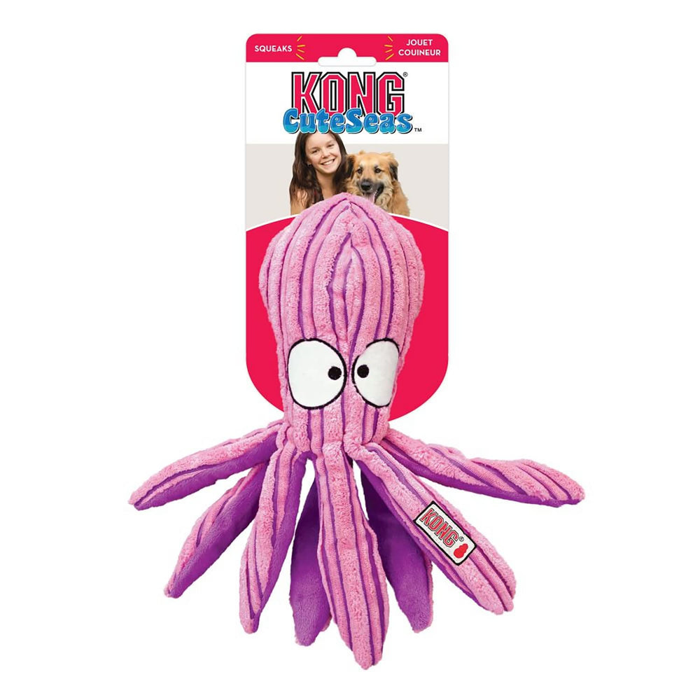 KONG CuteSeas Octopus Large plush for cuddling and safe chewing.