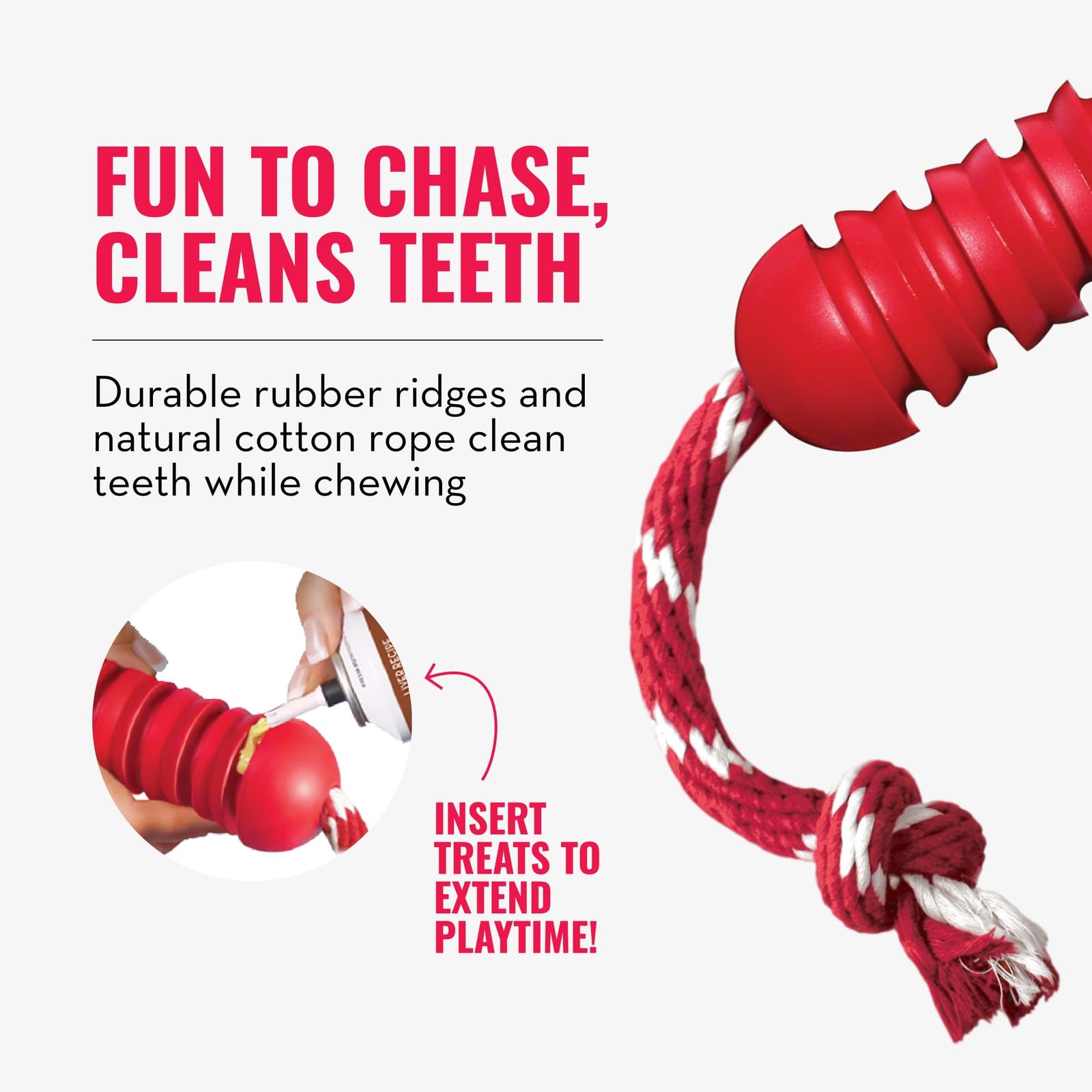KONG Dental with Rope designed for medium dogs during interactive play.