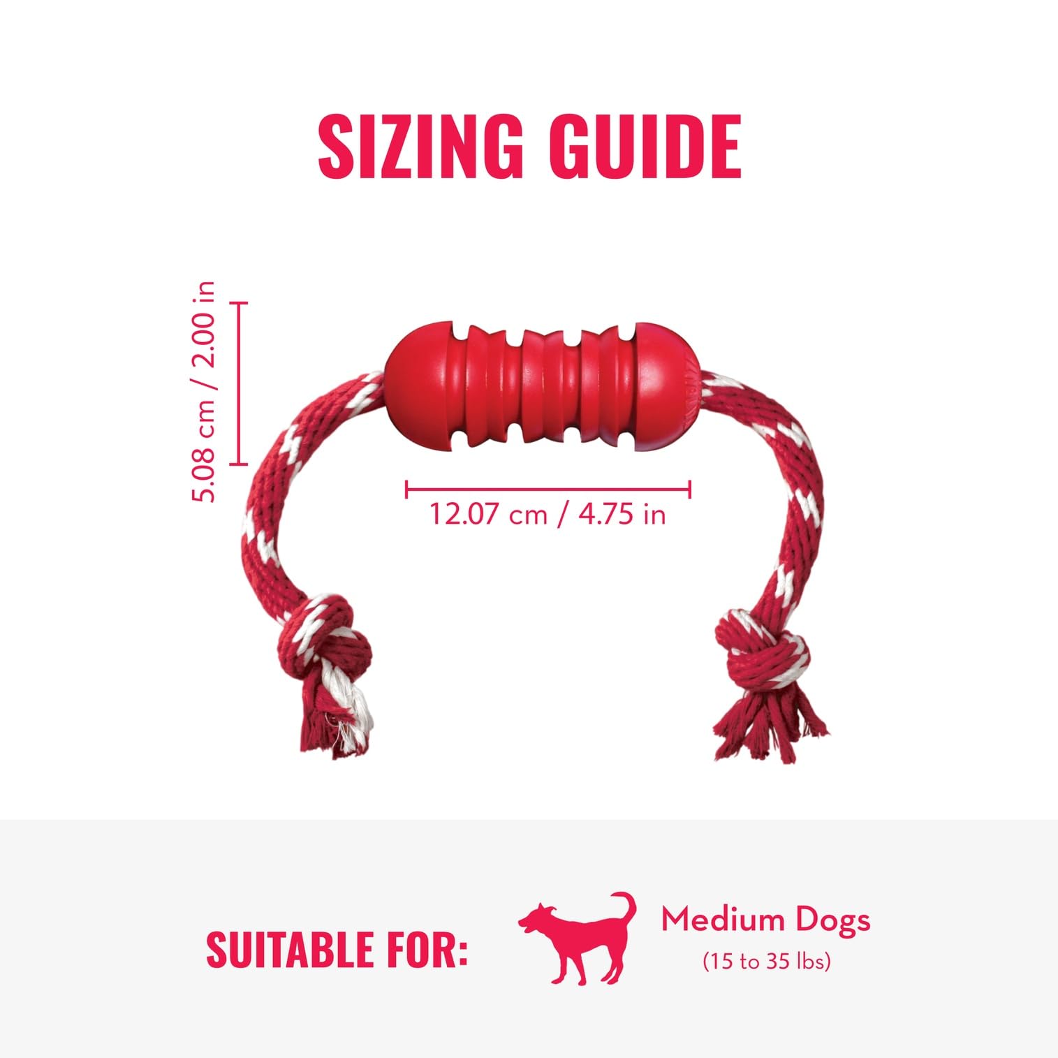 KONG Dental with Rope stuffed with treats extends chew sessions.