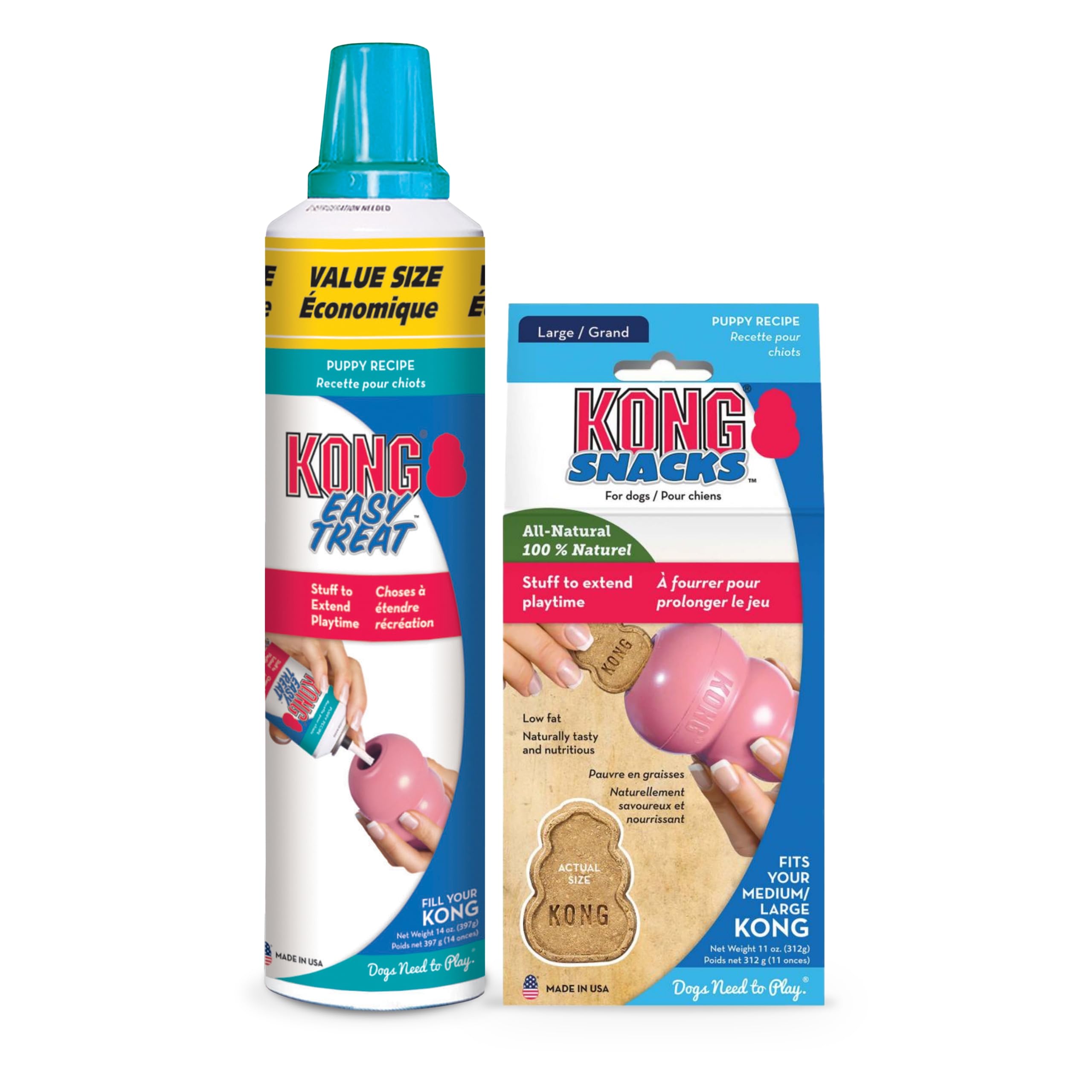 KONG Easy Treat 14oz puppy large packaging shows USA-made treats for rewards