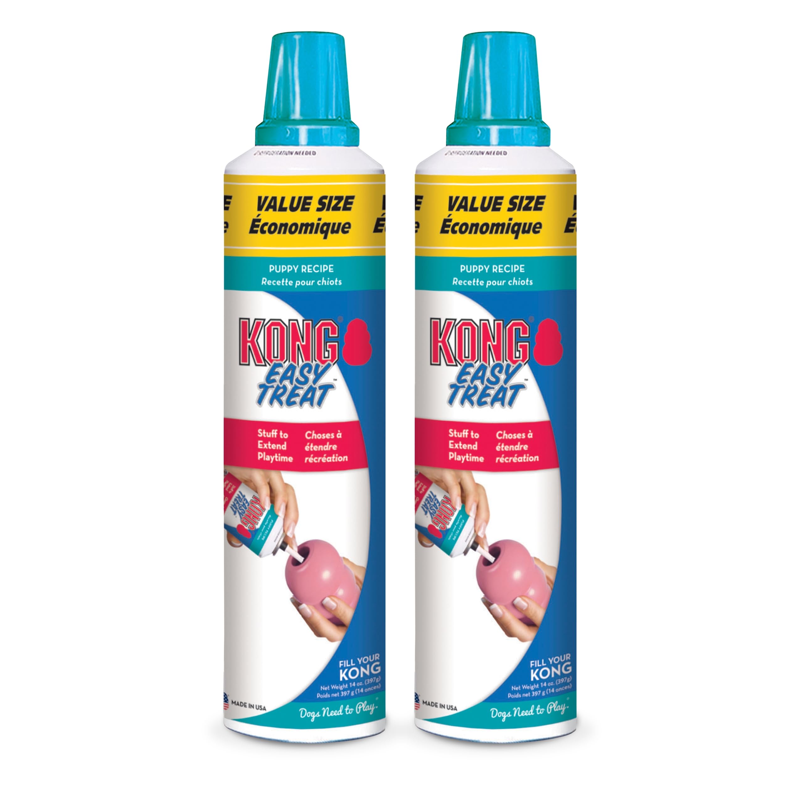 KONG Easy Treat Puppy 14-oz Pack2 front view mess-free stuffing