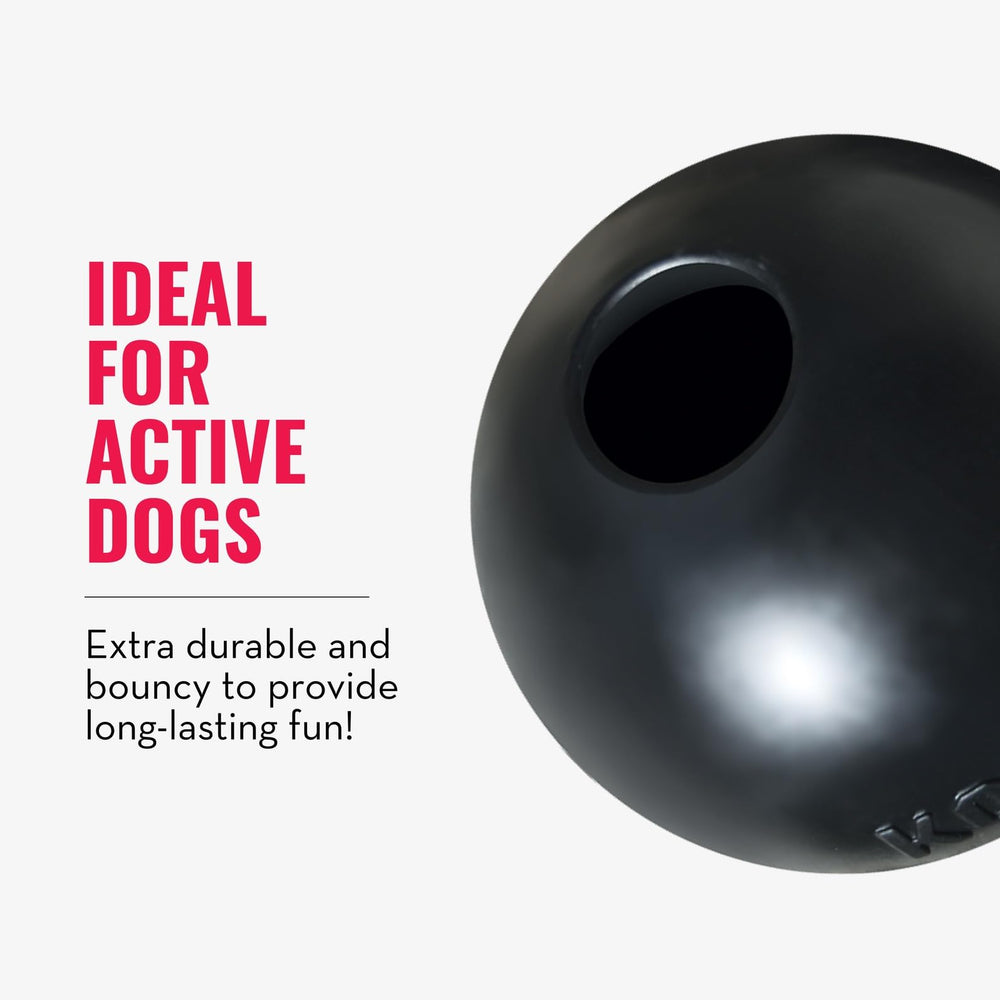 Black KONG Extreme Ball provides visibility during outdoor play.