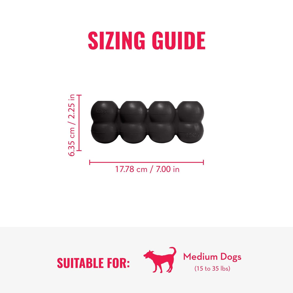 KONG Extreme Goodie Ribbon durable black rubber shows long-lasting chew potential.