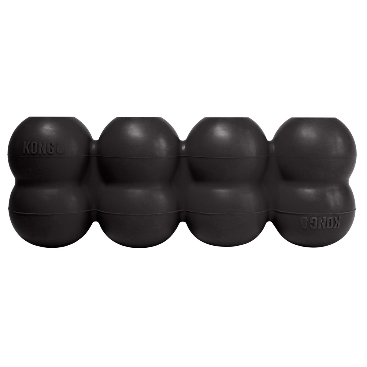 KONG Extreme Goodie Ribbon closeup in black rubber for powerful chewers.