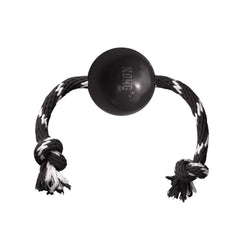Pelota KONG Extreme con cuerda negra para perros grandes, ideal para lanzar y jugar