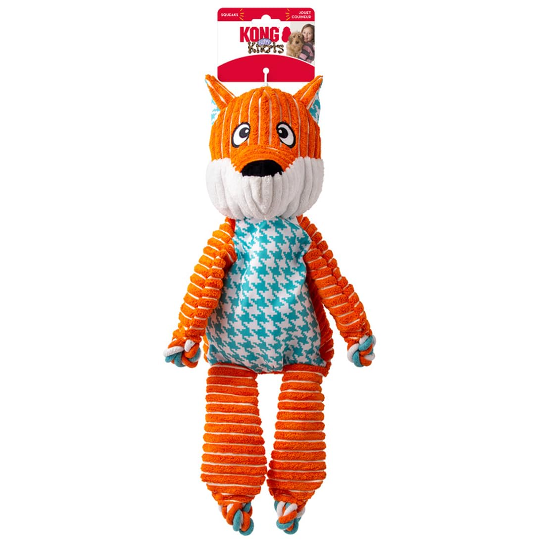 KONG Floppy Knots Fox XL image shows durable no-stuffing design for tough play