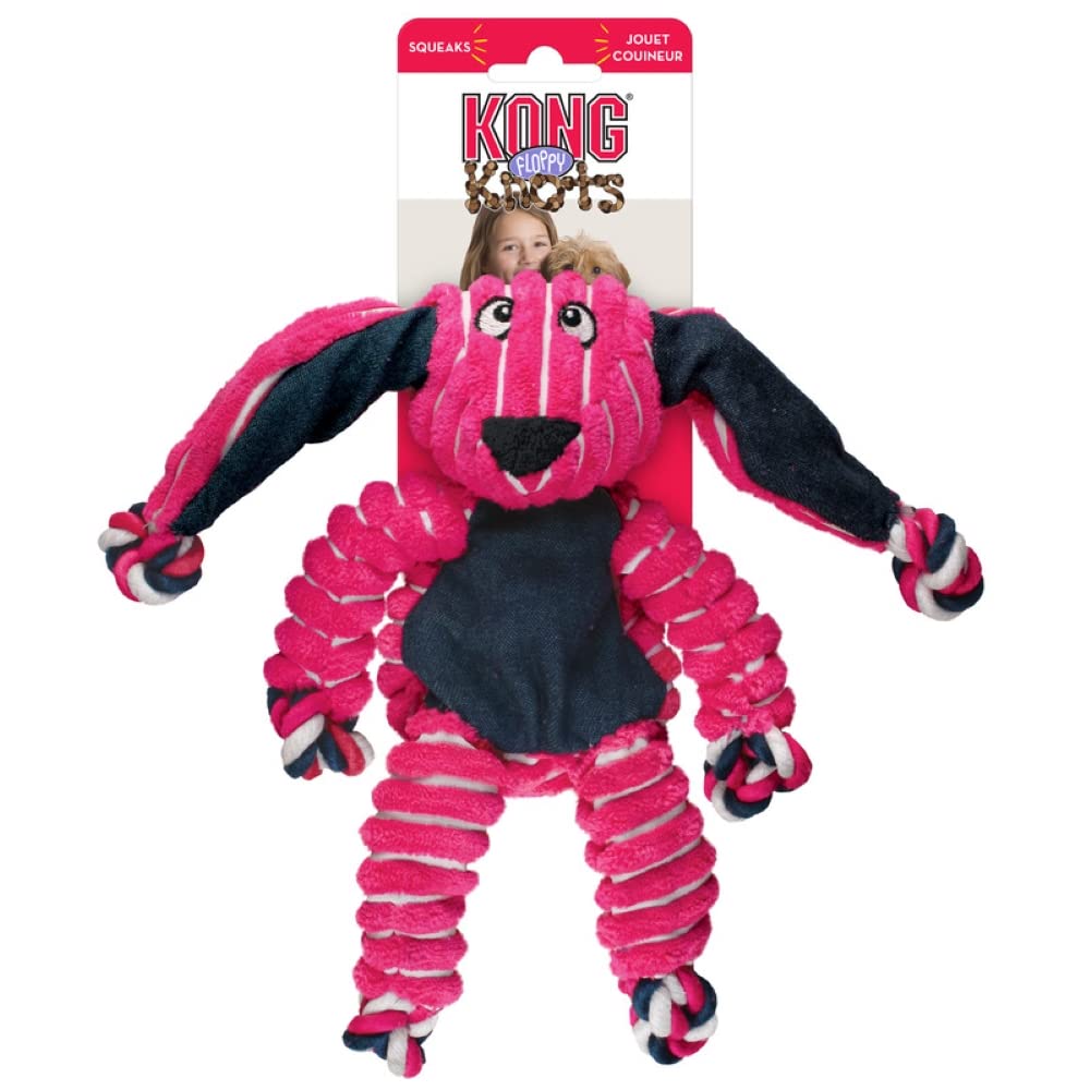 KONG Floppy Knots in action during a tug game highlights durable design for medium to large dogs.