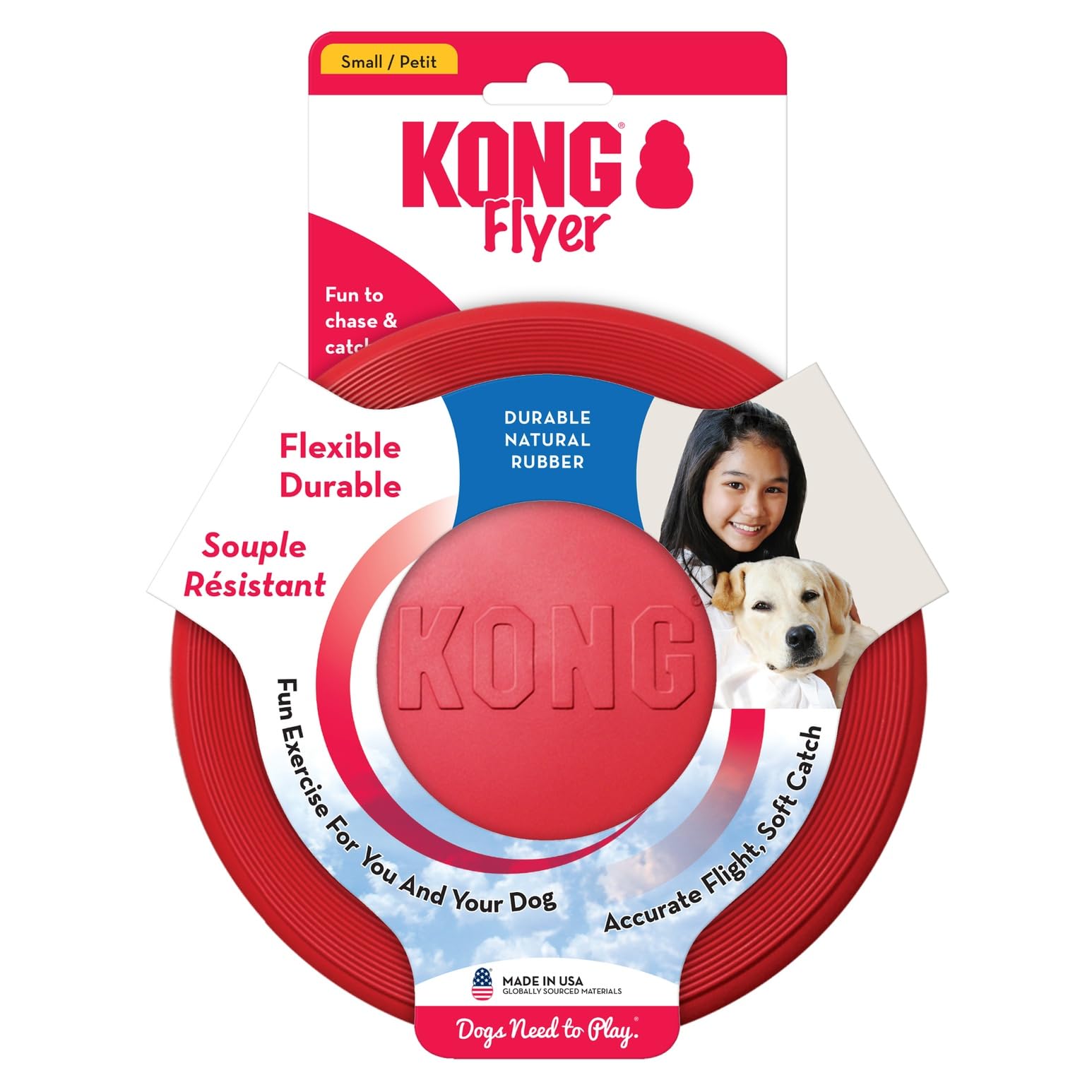 KONG Flyer safe dog toy for gentle supervised fetch