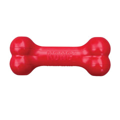KONG Goodie Bone front view, durable red rubber for engaging chewers and treat dispensing.