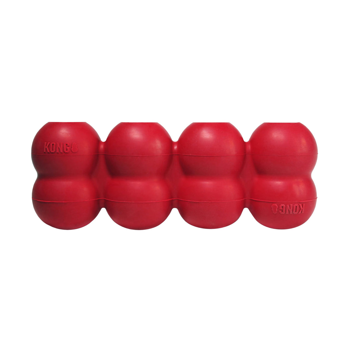 KONG Goodie Ribbon side view with four treat pockets for enrichment
