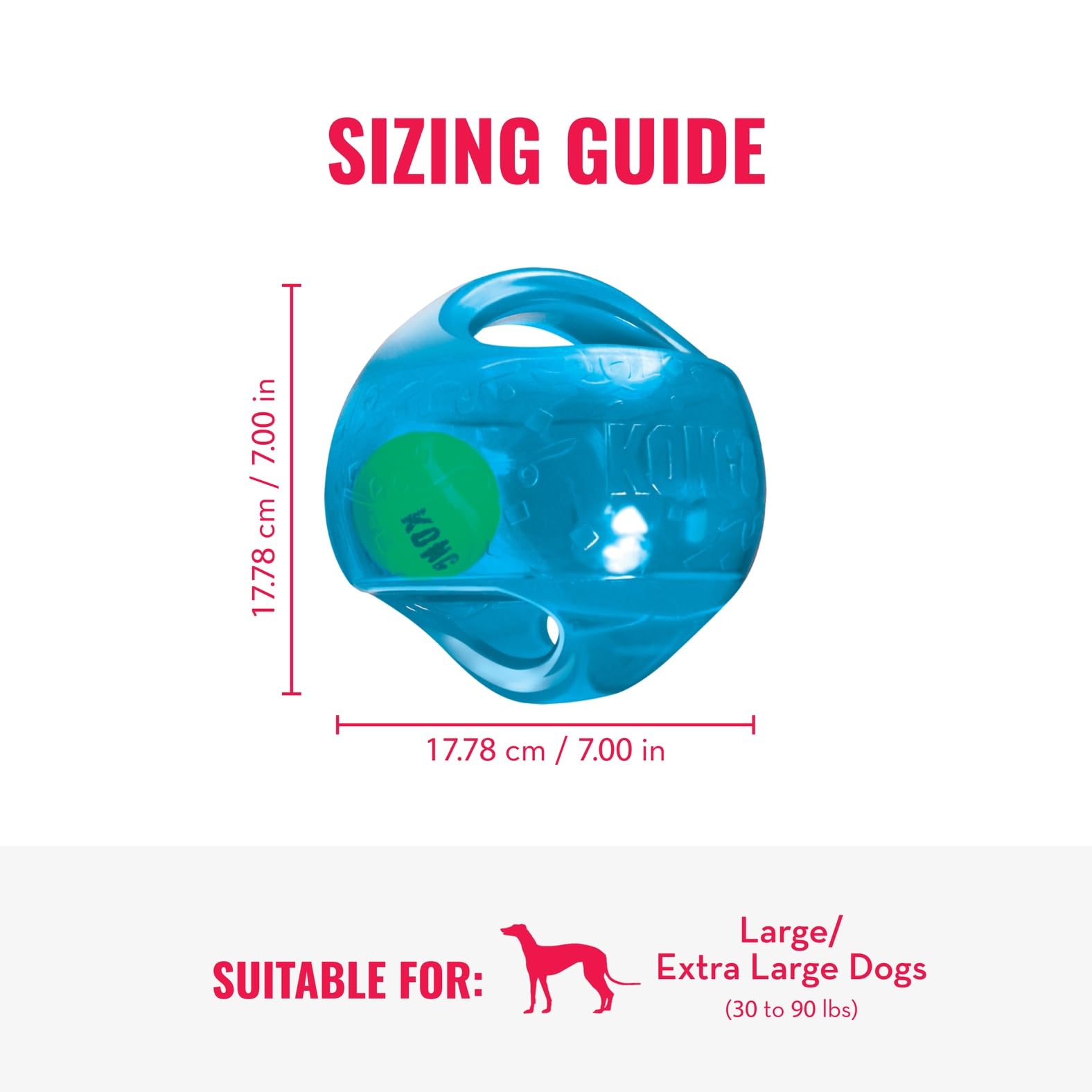 KONG Jumbler Ball loud-squeaker fuels engaging training and play sessions.