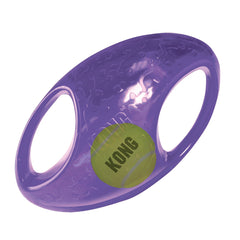 KONG Jumbler football with interior tennis ball enables active fetch and durable play