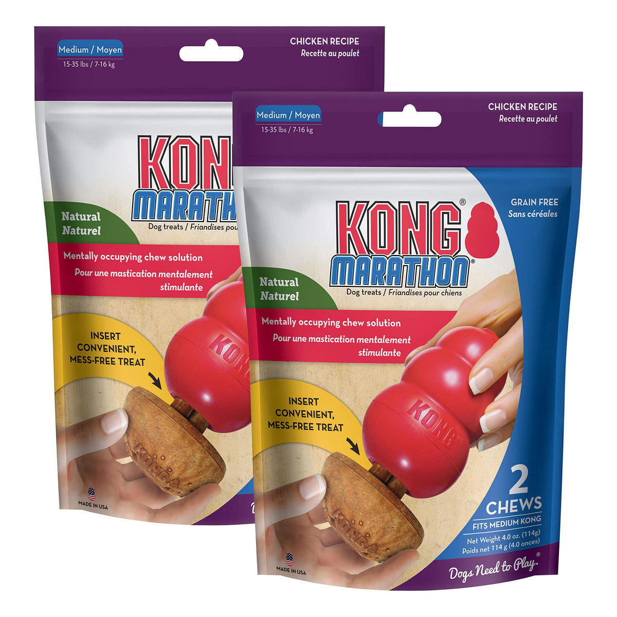 KONG Marathon package front shows a two-pack ideal for training sessions and playtime rewards.