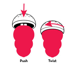 KONG Marathon prongs design insertion image illustrates easy release into KONG toys for extended play.