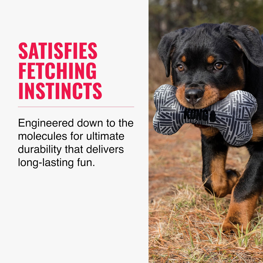 KONG Maxx Bone SM durable stitching highlighted for long-lasting fetch.
