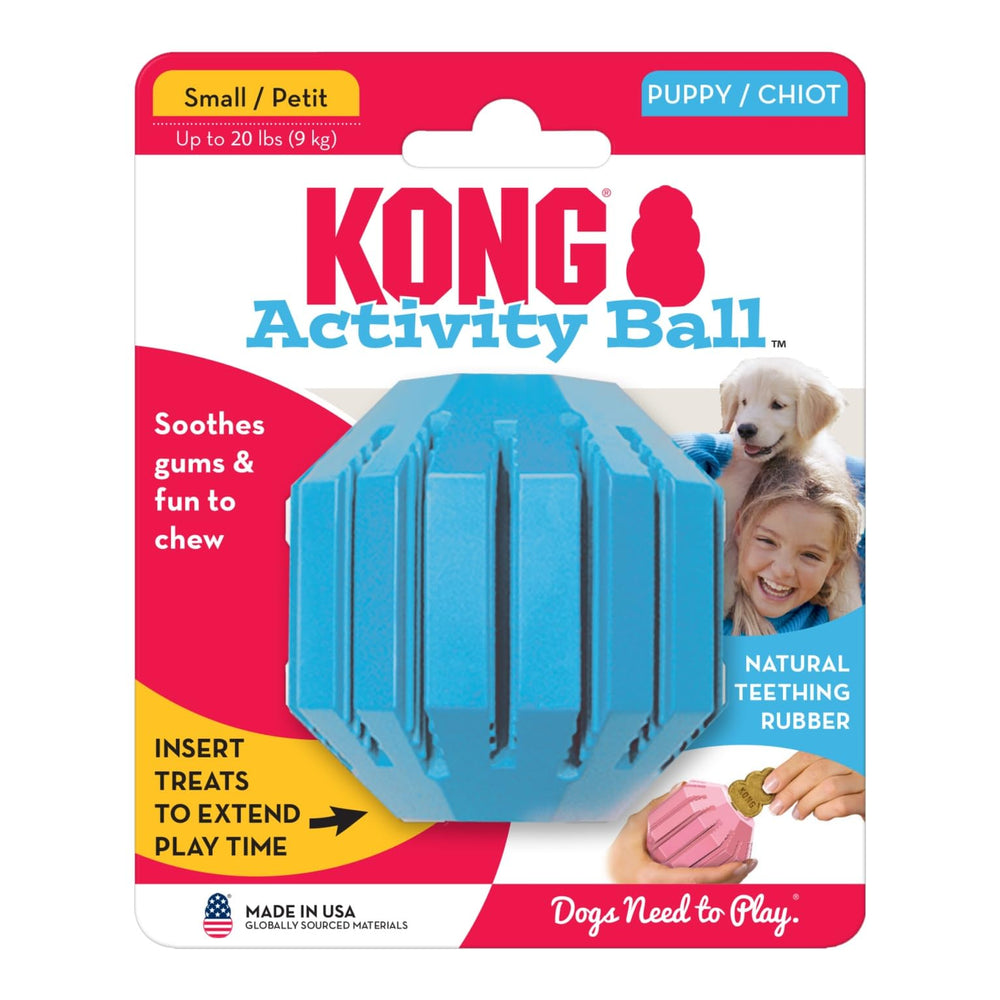 KONG Puppy Activity Ball color variation hints at playful, colorful options.