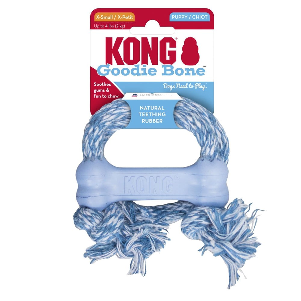 KONG Puppy Goodie Bone Blue safety reminder for supervised play