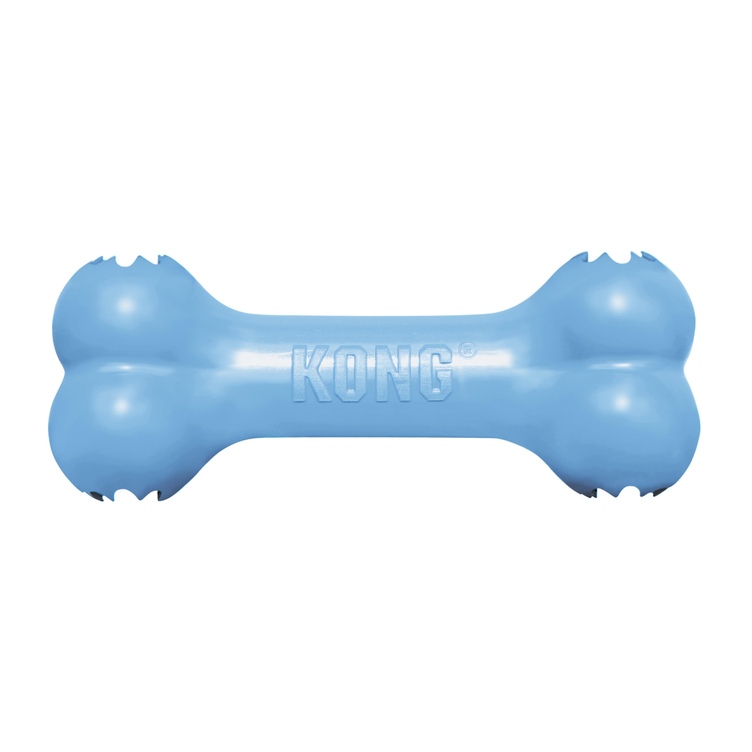 KONG Puppy Goodie Bone blue side view for teething and play.
