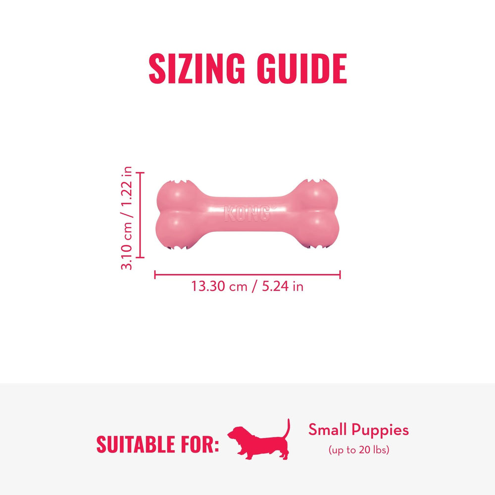 KONG Puppy Goodie Bone natural rubber closeup highlighting durable chewing for teething.